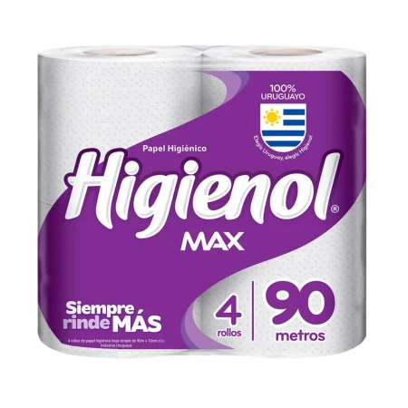 PAPEL HIGIENICO HIGIENOL MAX 90MT X4 UN