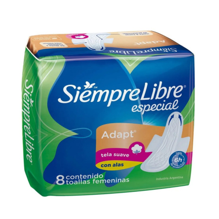 TOALLAS FEMENINAS SIEMPRE LIBRE ESPECIAL C/ALAS X 8