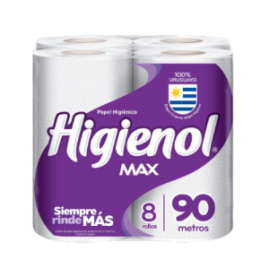 PAPEL HIGIENICO HIGIENOL MAX 90 MTS X 8 UN