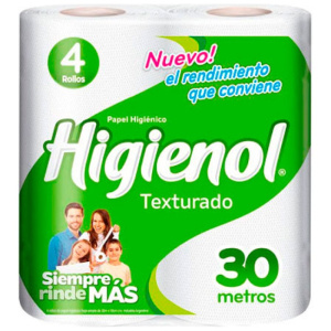 PAPEL HIGIENICO HIGIENOL TEXTURADO 30MT X 4 UN