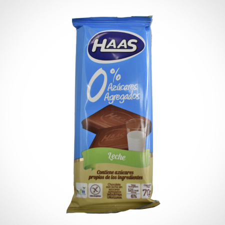 CHOCOLATE HAAS 0% LECHE 70G.