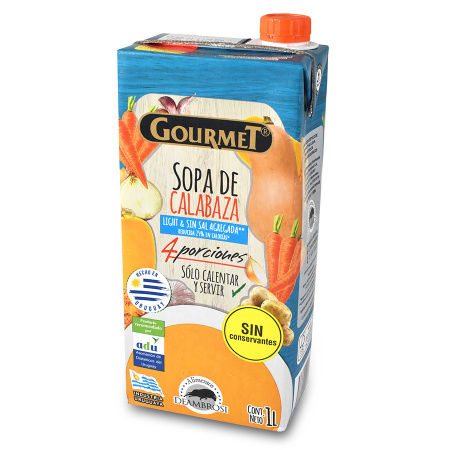 SOPA DE CALABAZA GOURMET LIGHT SIN SAL 1L