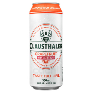 CERVEZA CLAUSTHALER 0,0% ALCOHOL C/POMELO 500 ML
