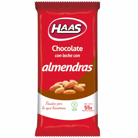 CHOCOLATE HAAS CON ALMENDRAS 55GR.