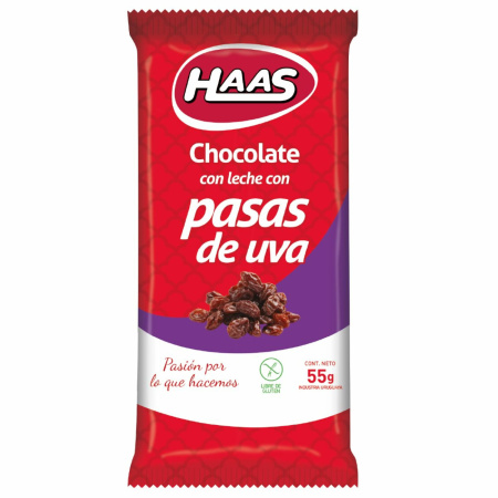 CHOCOLATE HAAS CON PASAS 55 GR.