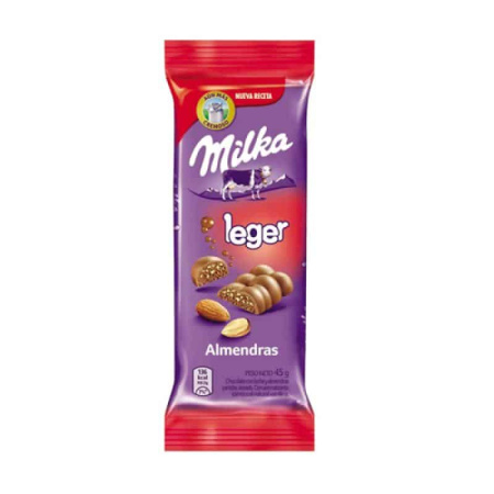 CHOCOLATE MILKA LEGER ALMENDRAS 45GR