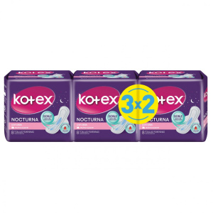TOALLAS FEMENINAS KOTEX NOCTURNAS 3X2