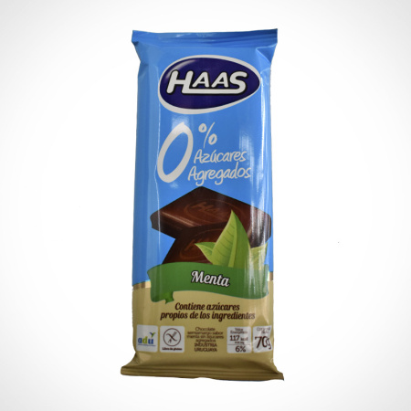 CHOCOLATE HAAS 0% MENTA 70 GR