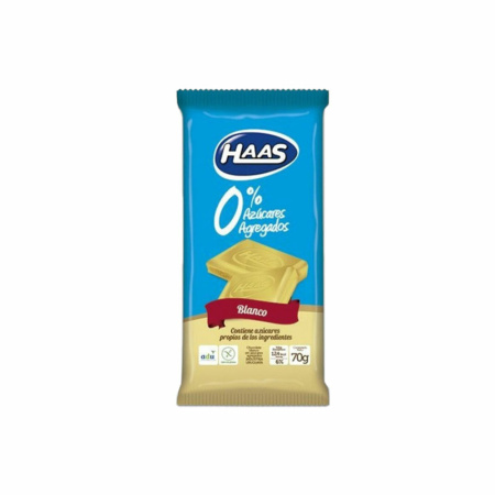 CHOCOLATE HAAS 0% AZUCAR BLANCO 70GR.