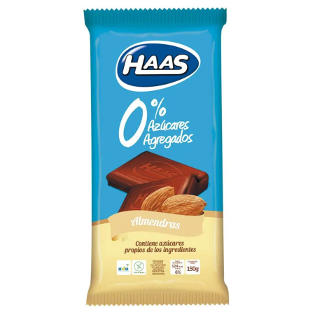 CHOCOLATE HAAS 0% AZUCAR ALMENDRAS 150GR