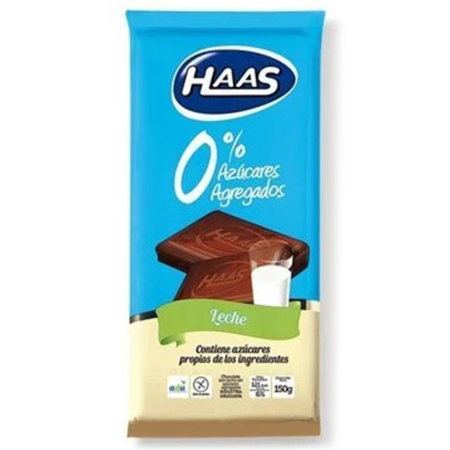 CHOCOLATE HAAS 0% AZUCAR LECHE 20GR.