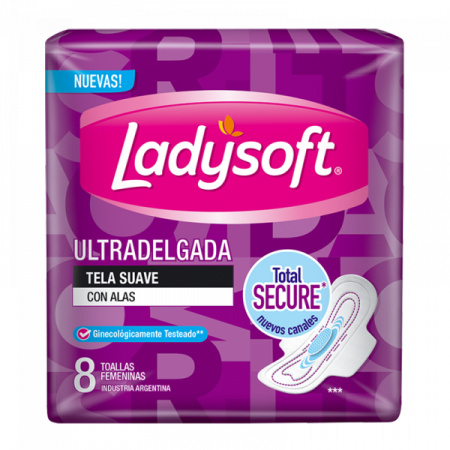 TOALLAS FEMENINAS LADYSOFT ULTRA.DELGADA SUAVE X 8