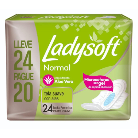 TOALLAS FEMENINAS LADYSOFT TELA SUAVE C/ALAS X 24