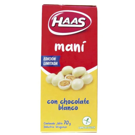 MANI CON CHOCOLATE HAAS BLANCO 70GR.