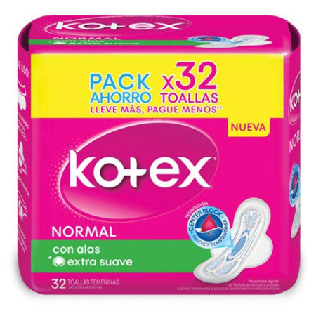 TOALLAS FEMENINAS KOTEX NORMAL C/ALAS X32