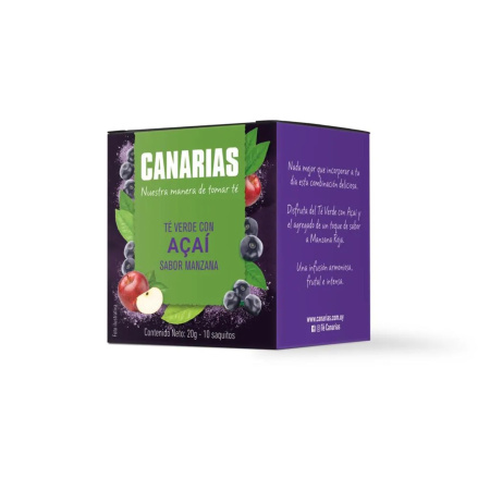 TE VERDE CANARIAS CON ACAÍ SABOR MANZANA X 10