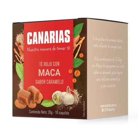 TE ROJO CANARIAS CON MACA SABOR CARAMELO X10