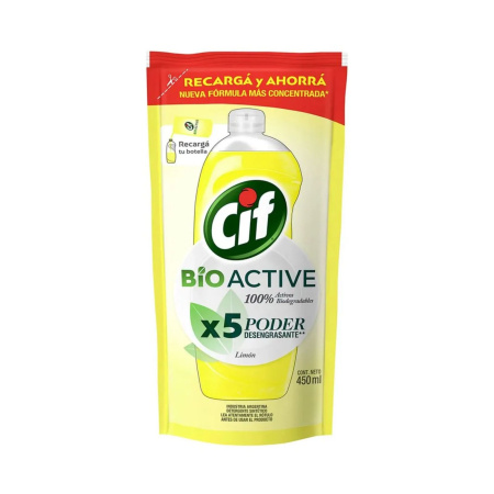 DETERGENTE CIF BIOACTIVE LIMON 450ML