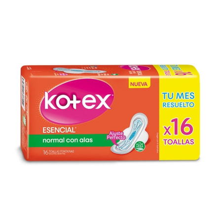 TOALLAS KOTEX ESENCIAL NORMAL C/ALAS X16