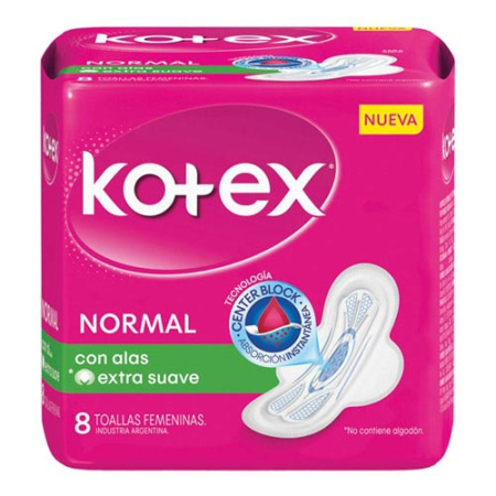 TOALLAS FEMENINAS KOTEX NORMAL X 8 C/ALAS