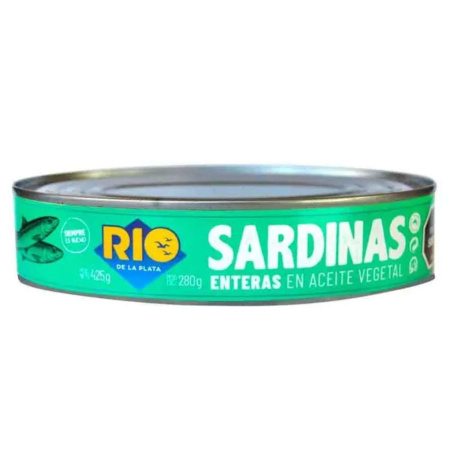 SARDINAS ENTERAS EN ACEITE OVAL RIO DE LA PLATA 425GR