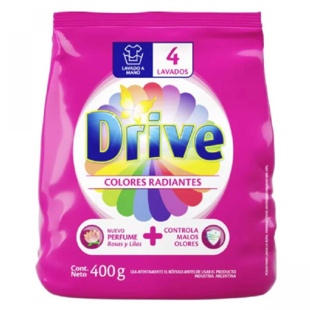 JABON EN POLVO DRIVE LAVADO A MANO COLORES RADIANTES 400G