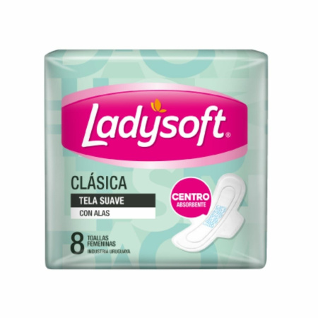 TOALLAS FEMENINAS LADYSOFT TELA SUAVE C/ALAS X8