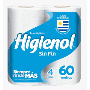 PAPEL HIGIENICO HIGIENOL PLUS 60 MT X 4 UN