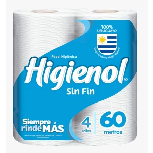 PAPEL HIGIENICO HIGIENOL PLUS 60 MT X 4 UN