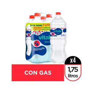 AGUA VITALE 1,750 LT. C/GAS PACK X 4