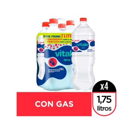 AGUA VITALE 1,750 LT. C/GAS PACK X 4