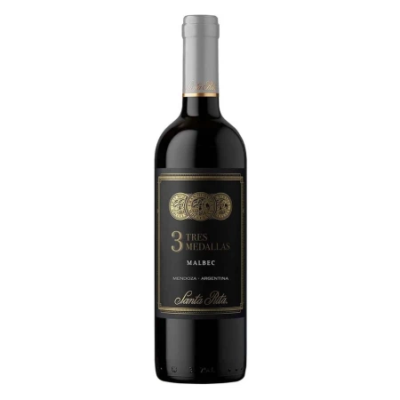 VINO SANTA RITA 3 MEDALLAS MALBEC 750 ML.