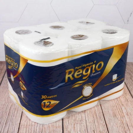 PAPEL HIGIENICO REGIO DOBLE HOJA 30 MT X12 UN