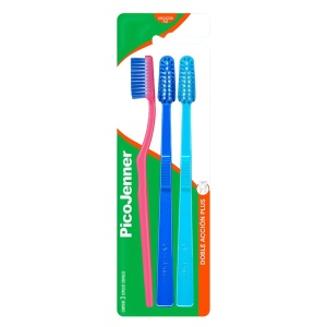 CEPILLO DENTAL PICO JENNER DOBLE ACCION PACK X 3