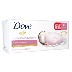 JABON TOCADOR DOVE 90 GR. LECHE DE COCO x 6