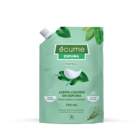 JABON ECUME 750 ML. ESPUMA HIERBAS DOY PACK