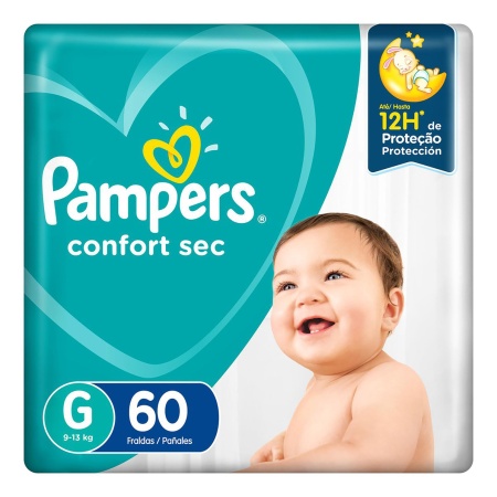 PAÑALES PAMPERS COMFORT SEC G x 60