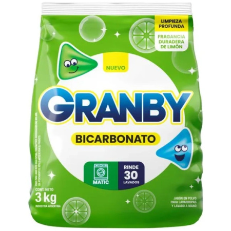 JABON EN POLVO.GRANBY 3 KG. LIMON