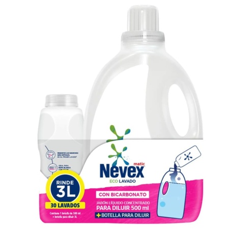 JABON LIQUIDO NEVEX P/DILUIR CON BICARBONATO 500 ML+BOTELLA