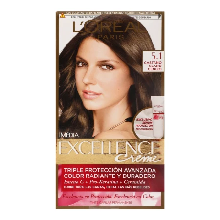 TINTA EXCELLENCE KERATINA CASTAÑO CLARO CENIZO T. 5.1