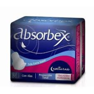 TOALLA FEMENINA ABSORBEX NOCTURANA SUAVE X 8 UN