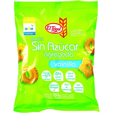 GALLETA DULCE VAINILLA EL TRIGAL 150 GR. S/AZUCAR.