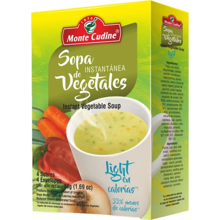 SOPA INSTANTÁNEA MONTE CUDINE VEGETALES LIGHT X 4