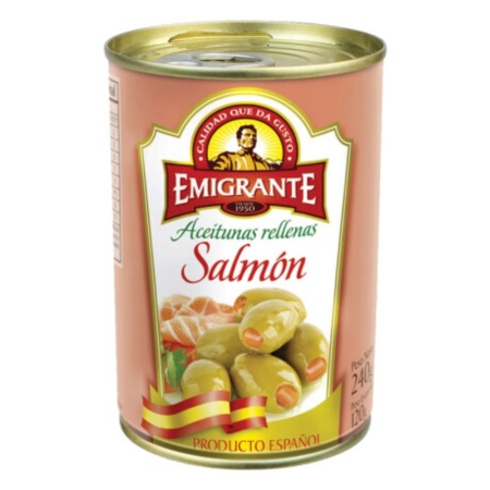 ACEITUNAS RELLENAS CON SALMON EMIGRANTE 240 GR