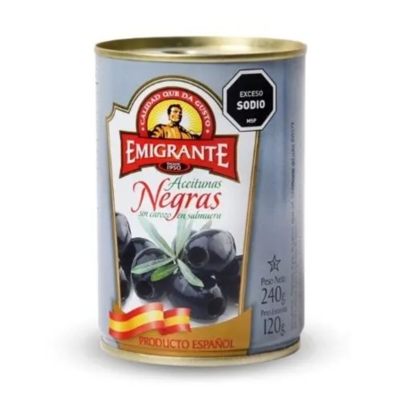 ACEITUNAS NEGRAS SIN CAROZO EMIGRANTE 240 GR.