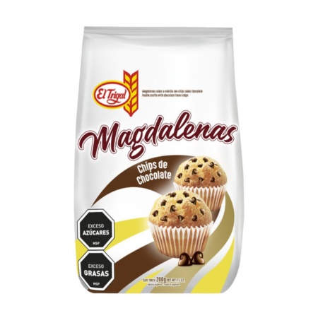 MAGDALENAS CON CHIPS CHOCOLATE EL TRIGAL 220 GR.