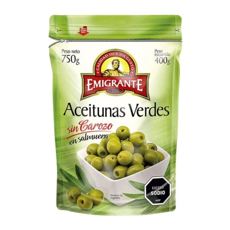 ACEITUNAS VERDES SIN CAROZO EMIGRANTE 400 GR