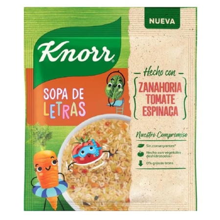 SOPA KNORR CASERA VEGETALES Y FIDEOS DE LETRAS