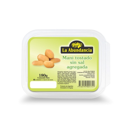 MANI TOSTADO SIN SAL LA ABUNDANCIA 180 GR.