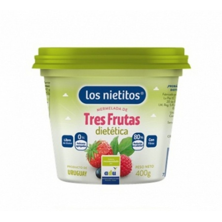MERMELADA 3 FRUTAS 0% AZUCAR LOS NIETITOS 400 GR